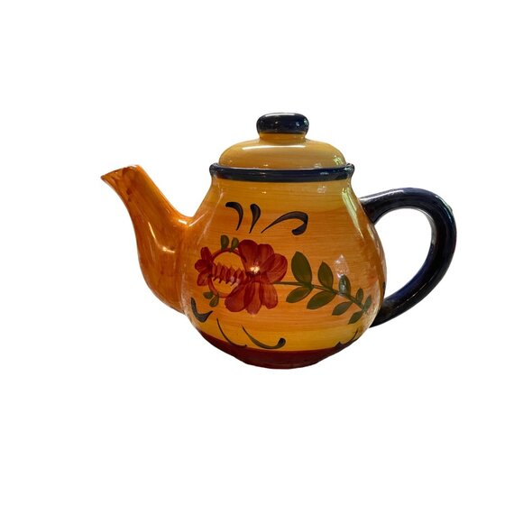 Toscana Casa Elite Hand Painted Teapot Floral Tuscan Style Ceramic Vintage - Picture 2 of 12